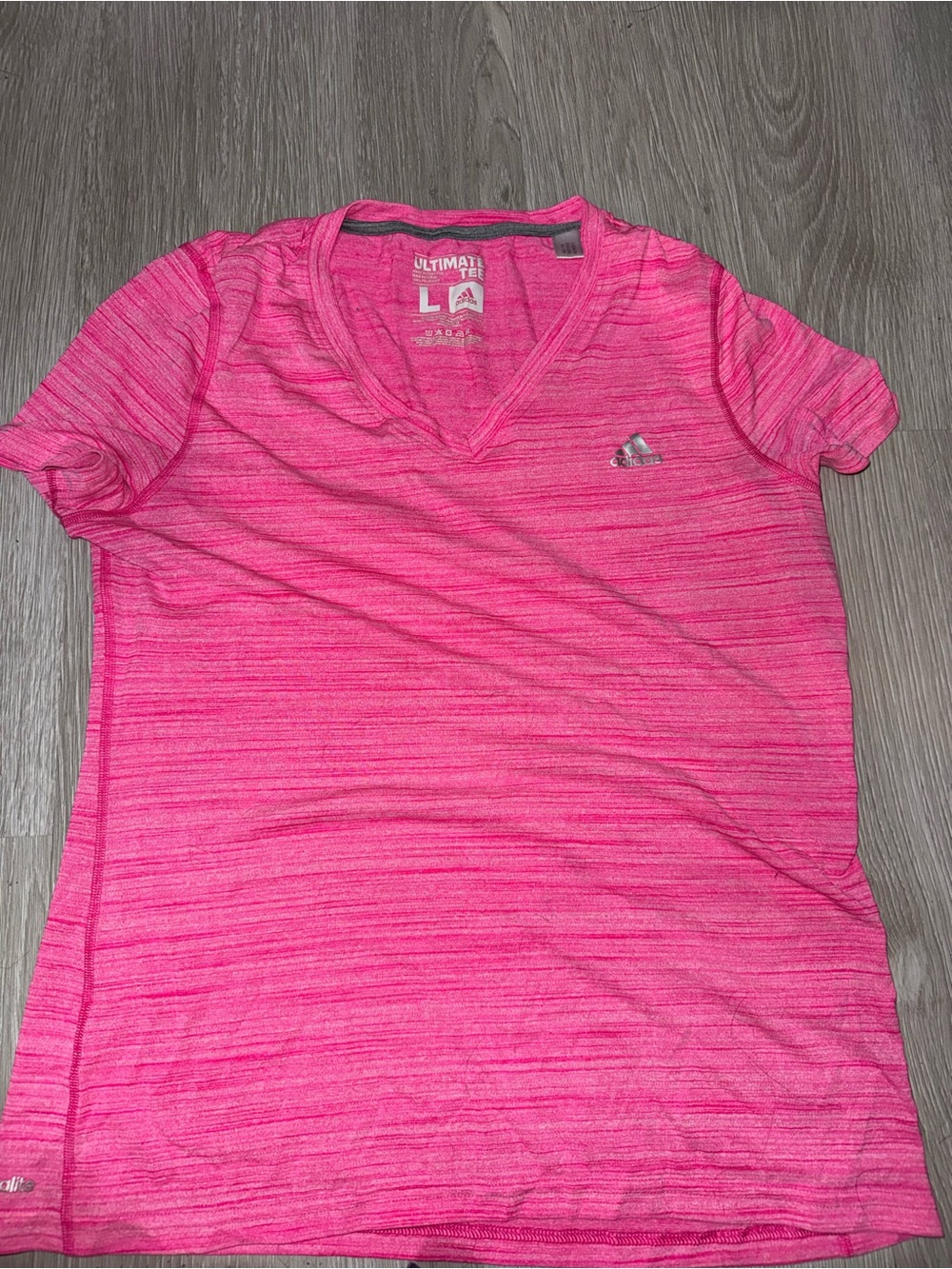 adidas Pink Heather V-Neck Active Tee